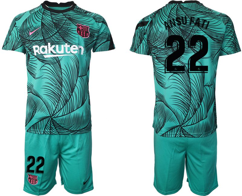 Men 2020-2021 club Barcelona green training suit #22 Soccer Jerseys